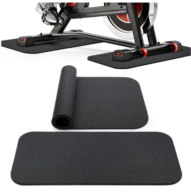 2 Piezas Alfombra Rodillo Bicicleta para Suelos, Esterilla Fitness de Silicona de Doble Cara, Alfombra Gimnasio en Casa de Protección para Suelos, Esterilla para Equipos Deportivos