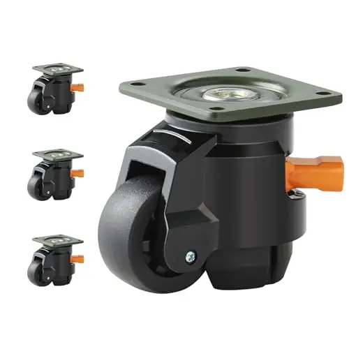 VEVOR Ruedas Niveladoras 4 Piezas Ruedas Giratorias 50,8 mm Carga Total de 500 kg Resistente con Diseño de Mango Mejorado, Ruedas Giratorias de 360 Grados, Ajustables con Pies para Banco de Trabajo