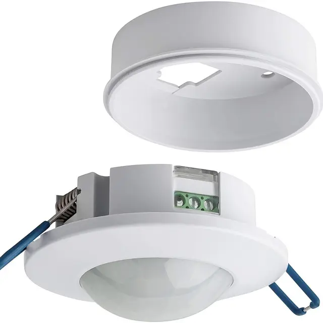 Detector de Movimiento Interior Empotrado Techo Sensor de Movimiento de Presencia Rango de Detección 360° 230V Interruptor Detector Luz Ajustable 10s–30min para Lámparas LED Adecuado