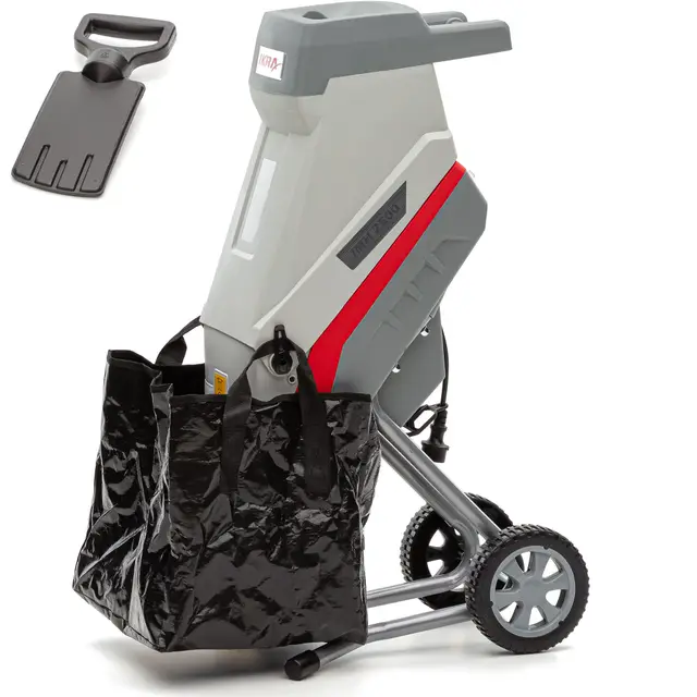IKRA trituradora de cuchillas eléctrica IMH 2500, incl. saco colector, 45l, 2500W, incl. cuchillas reversibles, Gris y rojo