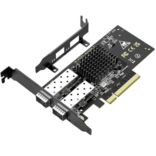 Tarjeta de Red PCIe SFP+ de 10 GB con Doble Puerto SFP+ de 10 Gbps, Chip 82599(X520-DA2), VIMIN 10G Compatible con Windows 7/8/10/11/Linux/VMware, Compatible con PCI Express X8 y X16