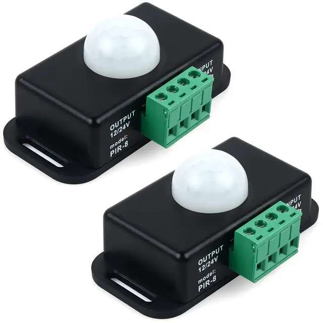 Greluma 2 PCS Interruptor con Sensor de Movimiento, Controlador de Interruptor LED con Sensor PIR de 12V/24V para Tiras de luz LED Flexibles
