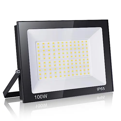 100W Focos Led Exterior 3000K Blanco Cálido Proyector LED IP65 Impermeable Luz de Seguridad para Iluminación Jardin Garaje Porche Foco Balcón Césped