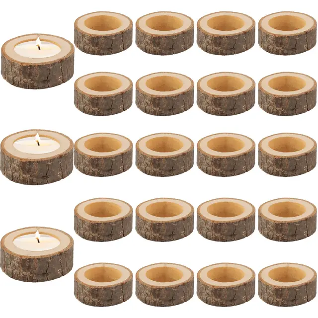 lopyxbr portavelas madera 24 piezas 40mm