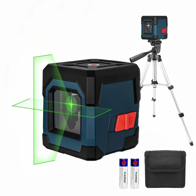 Nivel Láser con Trípode,RockSeed Cruz Verde Nivel Láser Puntos Horizontales y Verticales Nivel Láser Autonivelante Giratorio de 360 grados con Modo Manual/Autonivelante IP54