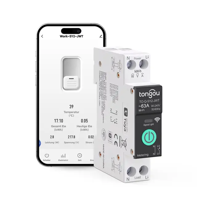 TONGOU SY2 JWT | WLAN Relé Inteligente Interruptor | Medición Potencia | Automatización Hogar | TUYA APP NO Hub Requerido | Control Inalámbrico Iluminación +Electrodomésticos