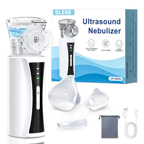 Nebulizador Adultos Nebulizador Portátil Recargable para Bebés y Adultos Nebulizador Silencioso Tipo C Recargable con 2 Máscaras y Boquilla para uso Doméstico y de Viaje