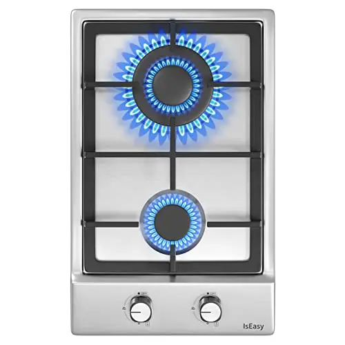 Placa de cocción a gas (acero inoxidable – encimera de 2 fuegos)