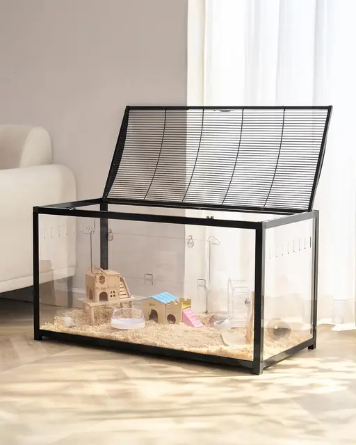 VEVOR Jaula para Hámster 96x47x55 cm Transparente con Visión de 360° Jaula para Animales Pequeños Jaulas Ventiladas con Puerta Frontal Casa Portátil para Hámsteres, Ratas, Conejillos de Indias