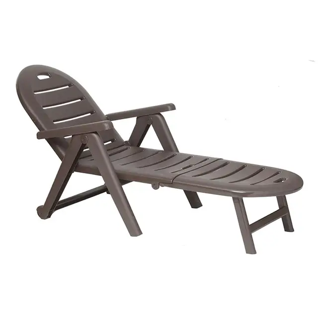 SP Berner SHAF - Tumbona Caimán Ajustable para Jardín y Piscina – Respaldo Reclinable 4 Posiciones – Tumbona Exterior de Polipropileno Resistente a UV y Agua – con Ruedas – 195 x 72 cm - Color Wengué
