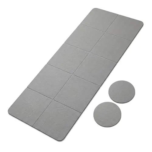 Alfombrilla de yoga multifuncional de TPE 183 x 61 cm, 5 mm + 2 rodilleras de 18 x 18 cm, antideslizante, resistente al desgaste, protección de rodillas, codos y muñecas, ideal para pilates, gimnasia