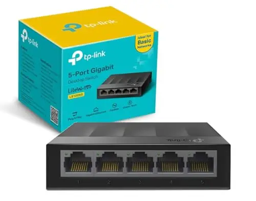 TP-Link LS1005G - Switch Ethernet Gigabit de 5 Puertos (10/100/1000 Mbps), Plug y Play, Sin Configuración, Bajo Consumo Energético, Silencioso y Compacto Ordenadores y Smart TV