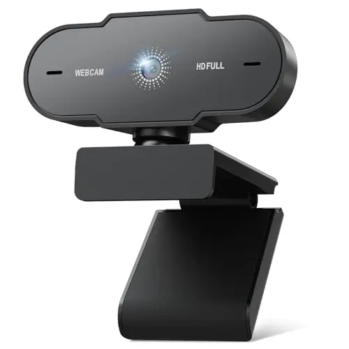 Webcam Full HD 1080P 30FPS - Cámara PC 2MP Enfoque Fijo con Micrófono Anti-Ruido Soporte Giratorio 360° Ajustable Camara Web Soporta Youtube Streaming Videollamadas Zoom Windows MacOS Linux