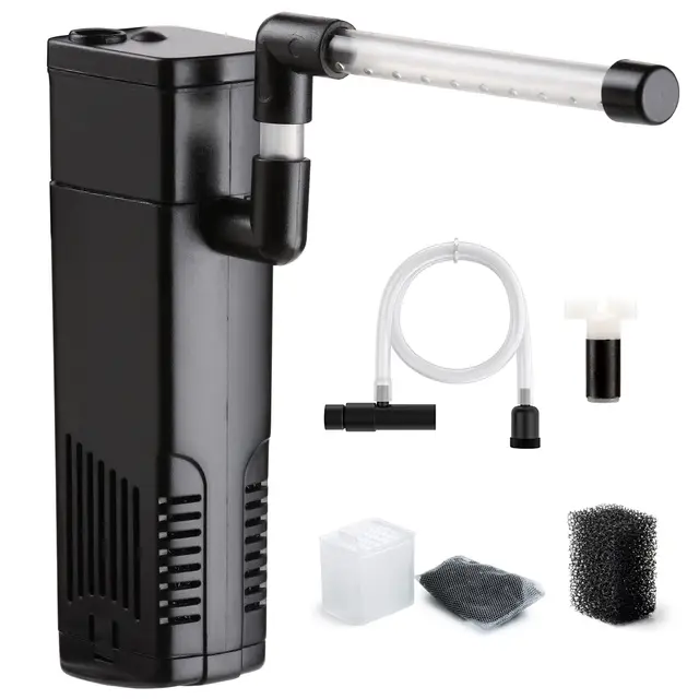 NICREW Filtro para Acuario 20 L, Filtro Acuario Interno con Carbón Activado de Flujo 150 L/H, Filtros Internos para Acuarios, 3.5 W