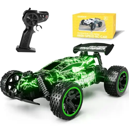 Tecnock Coche Teledirigido para Niños 1:18, Coche RC 2WD de Alta Velocidad 20 km/h, Buggy Todoterreno 2,4 GHz con Baterías Recargables para 50 Min, Regalo para Niños y Niñas