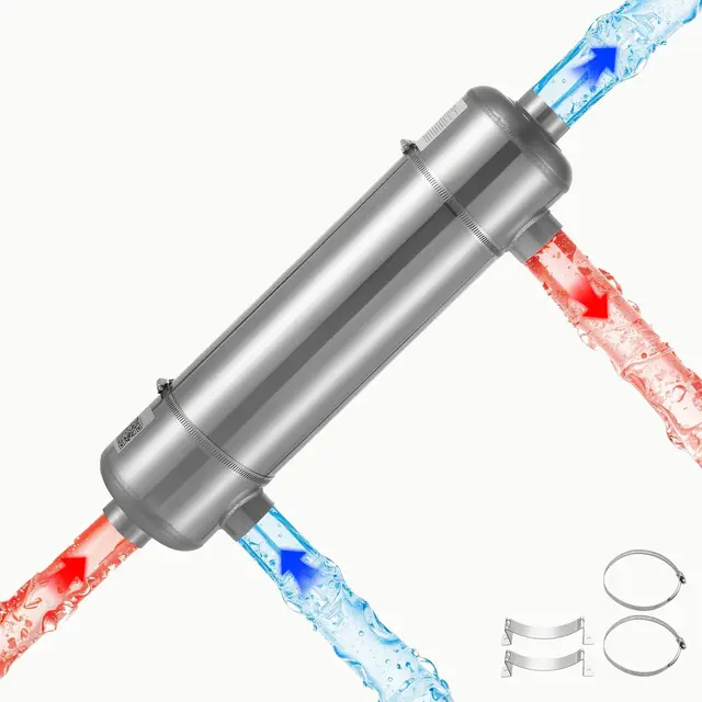 VEVOR Intercambiador de Calor para Piscina, Intercambiador de Calor de Acero Inoxidable con 30 Tubos Capilares, Soportes, 210000 BTU/h, Calentador de Piscina para Spa, Jacuzzi, Interiores y Exteriores