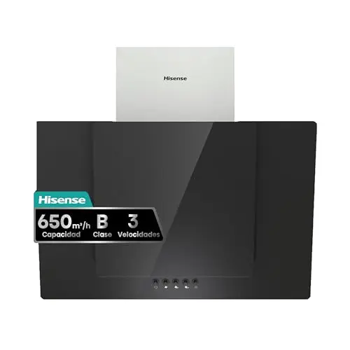 Hisense CH6IN6BXBG - Campana Decorativa 60 cm, Capacidad de Succión de 650 m³/h, Iluminación LED, Filtro de aluminio de Fácil Mantenimiento