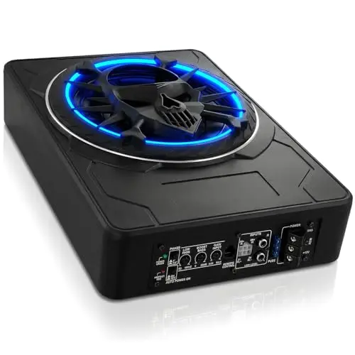 OiLiehu Subwoofer para Coche de 10 Pulgadas y 1200W, Subwoofer con Sonido Envolvente Estéreo, Amplificador de Audio Integrado, con Luz Ambiental LED Multicolor