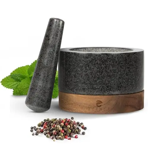 ecence mortero granito y acacia 14,5 cm