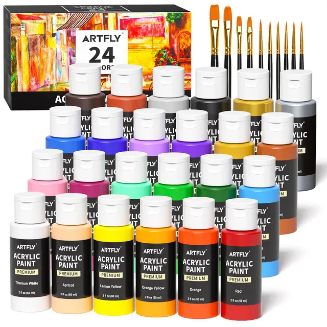 artfly kit acrílico 24 colores 60ml