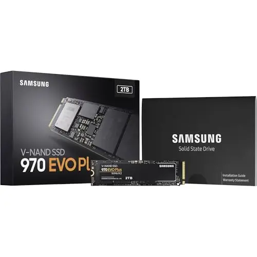 Samsung MZ-V7S2T0 970 EVO Plus Unidad de estado sólido interna (SSD) PCIe NVMe M.2 (2280) de 2 TB, Color Negro/Naranja