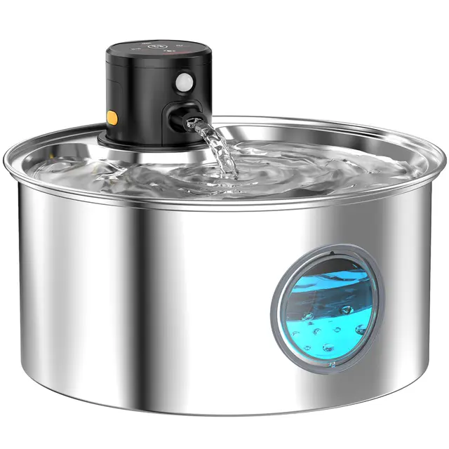 Fuente para Gatos sin Cable: Bebedero Gatos Automatico Acero Inoxidable - Fuente Perros Inalambrica con Sensor de Movimiento - 3.2L Dispensador agua Mascota con Bateria Recargable -Filtración Múltiple