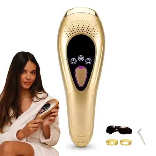 Depiladora Laser IPL sin Dolor.,con Enfriamento, Eliminacion de Vello Permanente en Casa, 9 Niveles, 999.999 Pulsos, Kit Premium con Bolsa de Terciopelo y Gafas