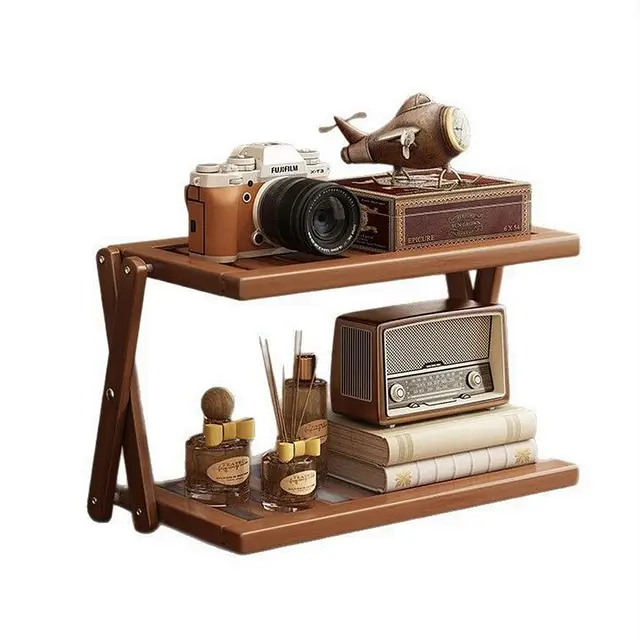 Estante organizador de escritorio de madera, 2 niveles, multifuncional, archivador de escritorio de oficina y estantería para sala de estar, dormitorio y oficina en casa, ahorro de espacio, encimera