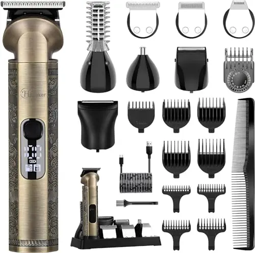 Hatteker Cortadora De Pelo, Afeitadora, Navaja Nasal, Recortadora De Cuchillas T, Kit De Belleza Corporal Impermeable, Afeitadora Masculina, Carga Usb, Cuchilla Súper Frontal 8 en 1