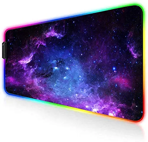 Alfombrilla Ratón RGB Alfombrilla Gaming 12 Modos de Luces XXL (80 x 30 cm), Extra Grande Mouse Pad Base Antideslizante y Impermeable para Gamer, Ordenador, PC y Laptop (Cielo Estrellado)
