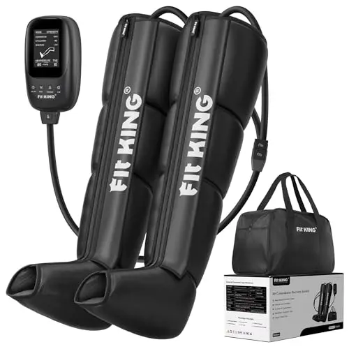 FIT KING Botas Presoterapia Piernas, Masajeador de Piernas para Mejorar la Circulación Sanguínea y Aliviar el Dolor en las Piernas Mejorar el Rendimiento Deportivo Relaje los Músculos