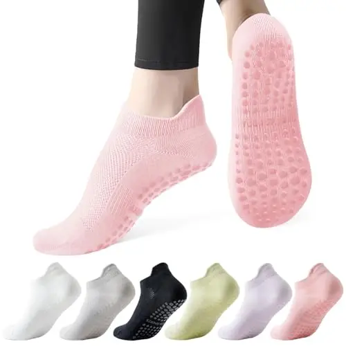 Dzpuhuojz 6 Pares Calcetines Pilates Antideslizantes,Mujer Transpirables Yoga Antideslizantes Calcetines para Pilates Reformer Pilates, Yoga, Ballet, Danza 35-40