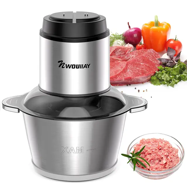 Picadora de Carne Eléctrica 300W 2L, Trituradora Multifuncional para Cocina Doméstica con 2 Velocidades y 4 Cuchillas de Acero Inoxidable, Ideal para Carne, Verduras, Frutas y Cebolla