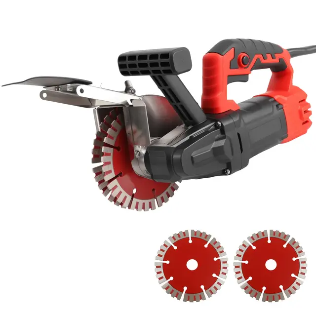 Rozadora de pared con sistema de eliminación de polvo, 1600 W, 7000 RPM, ancho de corte máximo de 35 mm, profundidad de canal de 40 mm, con 2 discos de corte de 133 mm