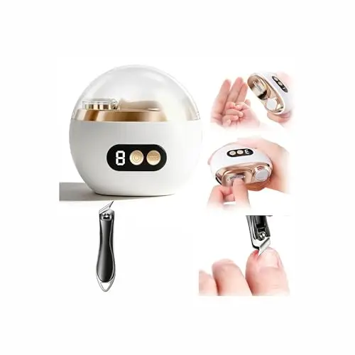 Cortaúñas Eléctrico Set de, Incluye un Cortaúñas Automático 3 en 1 + un Cortaúñas en ángulo para Bebés, Niños, Adultos y Personas Mayores,Ideal para Todas Las Necesidades de Cuidado de Las uñas,Blanco