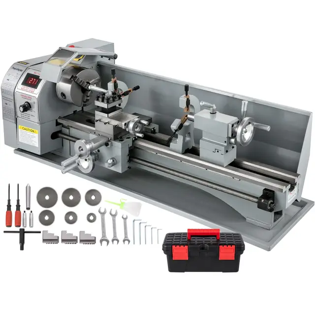 VEVOR Torno de Metal 750W 220x750mm Torno de Trabajo de Metal Velocidad Variable 50-2250 RPM Contrapunto MT2 Mini Torno de Metal de Precisión para Torneado de Metales, Husillos, Prototipos, Modelos