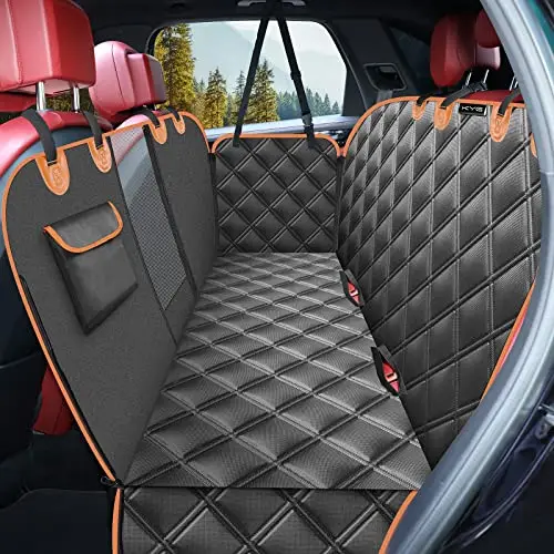 KYG Funda Perros Coche Cubierta de Asiento para Mascota Impermeable y Resistente Protector Coche con Ventana de Malla Visible y Cremallera Protector Completo Asiento Trasero y Puertas