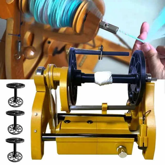 Mini Rueda De Hilar Eléctrica Para El Hogar, Rueda De Hilar De Lana, Cambio De Marcha Adelante/Atrás, Velocidad Máxima De 800RPM, Capacidad De 4oz, Para Torcer Fibras De Lana, 3 Carretes,Gold