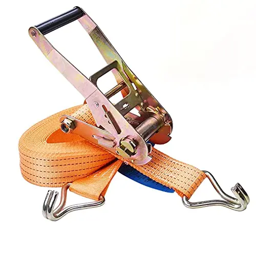 Correa de Amarre con trinquete y Gancho Tipo J, Cinchas de Sujeción de Carga 50mm x 10m Correas de Sujección (Capacidad Nominal: 2000 kg, Capacidad: 4000 kg)