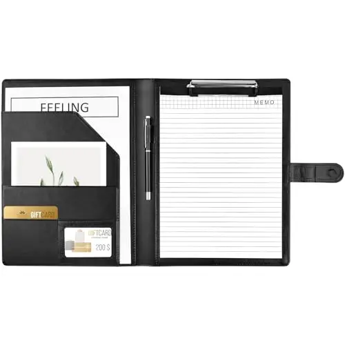 Portapapeles con Pinza, Carpeta Clip A4, Carpeta Piel, Carpeta Portapapeles con Tapa, Portafolios de Cuero sintético con Bolsillo Interior