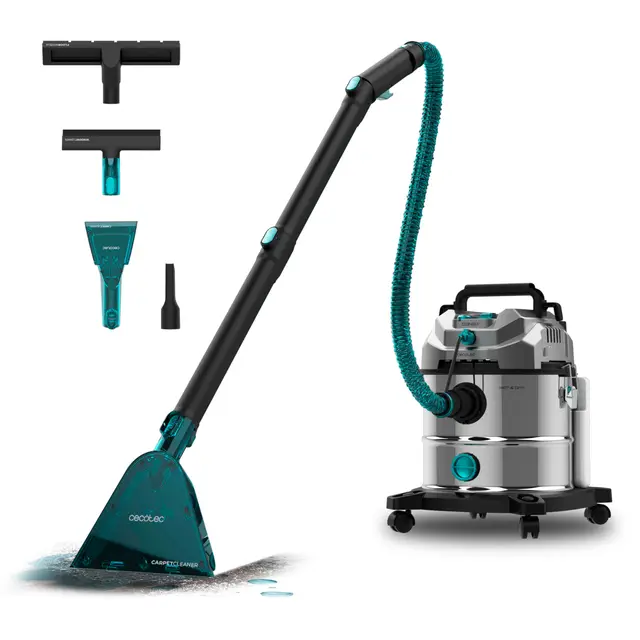 Cecotec Aspirador Sólidos, Líquidos, Tapicerías y Alfombras con Cable Conga CarpetClean 20000 Pro Ultra. 1600W, 21kPa de Potencia, Función 2 en 1, Capacidad 20L, Kit Accesorios, Radio de Acción 7m