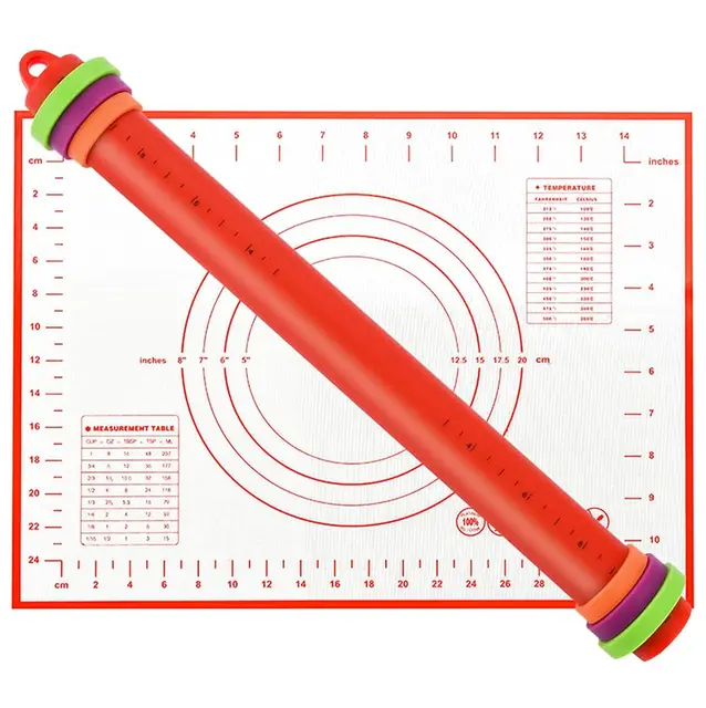 Rodillo de Amasar,Uslero de Silicona de Superficie Antiadherente para Hornear Corteza de Tarta, Galleta, Repostería, Fondant,Pizza (Gris)