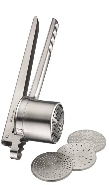 Westmark Prensa para Spätzle y patatas, Con 4 discos perforados intercambiables, Acero inoxidable, Quadro, Plateado, 61172260