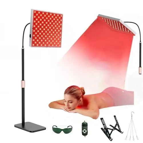 Lámpara de panel de terapia de luz roja de 225 LED, dispositivo de terapia de luz roja infrarroja cercana de 660 nm y 850 nm para cuerpo completo, rostro, cuello, espalda, hombros, cintura y rodillas
