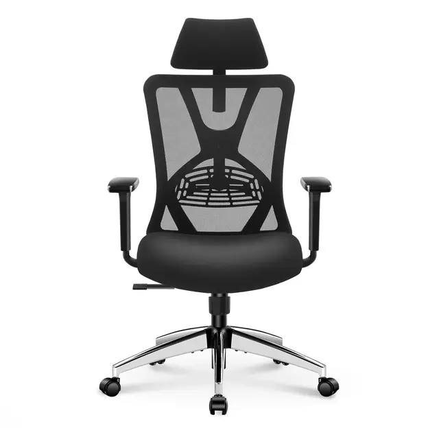 Ticova Silla de Oficina Ergonómica - Silla Escritorio Respaldo Alto con Soporte Lumbar Ajustable, Reposacabezas y Reposabrazos 3D - 130°Silla de Computadora Silla de Malla Mecedora