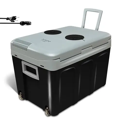 briebe Nevera Portátil Eléctrica de Viaje para Coche, Camping, 12V / 220V, Capacidad 40 L, Ruedas, Refrigera, Mantiene el Calor, Modo Bajo Consumo