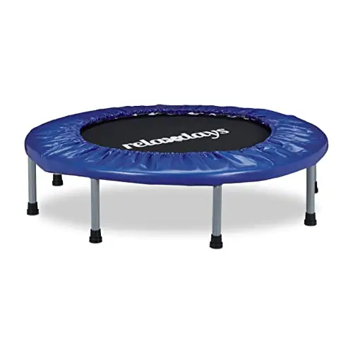 Relaxdays Cama Elástica Fitness Plegable para Interior, Metal-Nailon-Poliéster, Azul-Negro, 22 x 95 x 95 cm