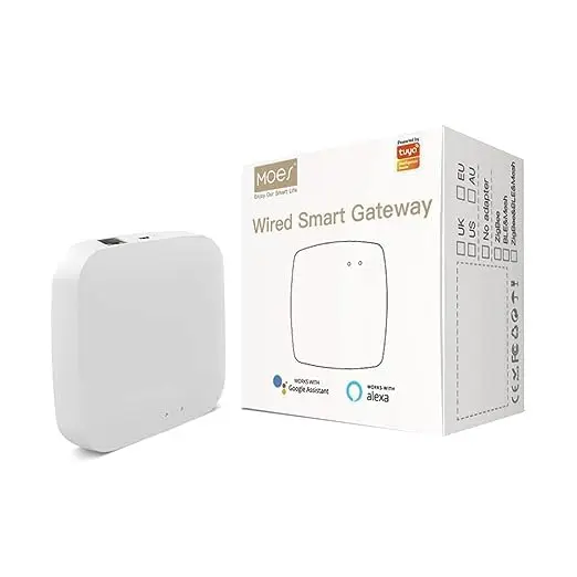 MOES Tuya ZigBee Smart Gateway/Hub con Cable, Smart Life App Controlador Remoto inalámbrico Que Funciona con Alexa Google, se Necesita un Cable de Red para conectar el enrutador y el Puerta