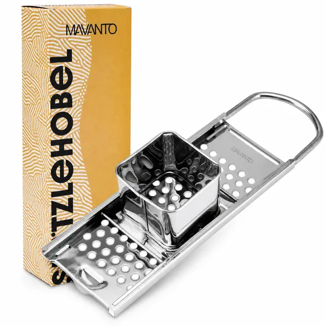 MAVANTO® Cortadora de spaetzle de acero inoxidable para spaetzle y knöpfle caseros - Rallador de spaetzle apta para el lavavajillas y para todas las ollas de hasta Ø 30cm