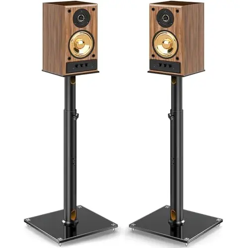 5Rcom Soportes universales para altavoces para sonido envolvente, juego de 2 soportes de suelo de altura ajustable de 830 mm a 1100 mm, cada uno soporta 5 kg, gestión de cables, fácil montaje, color